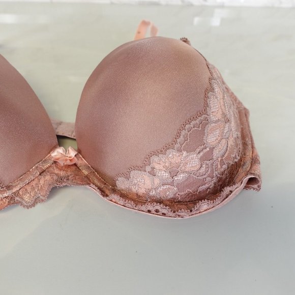 Adore Me Bra 34DD Underwire Lace Push Up Padded Sheer Pink Full Coverage Stretch - Picture 5 of 8
